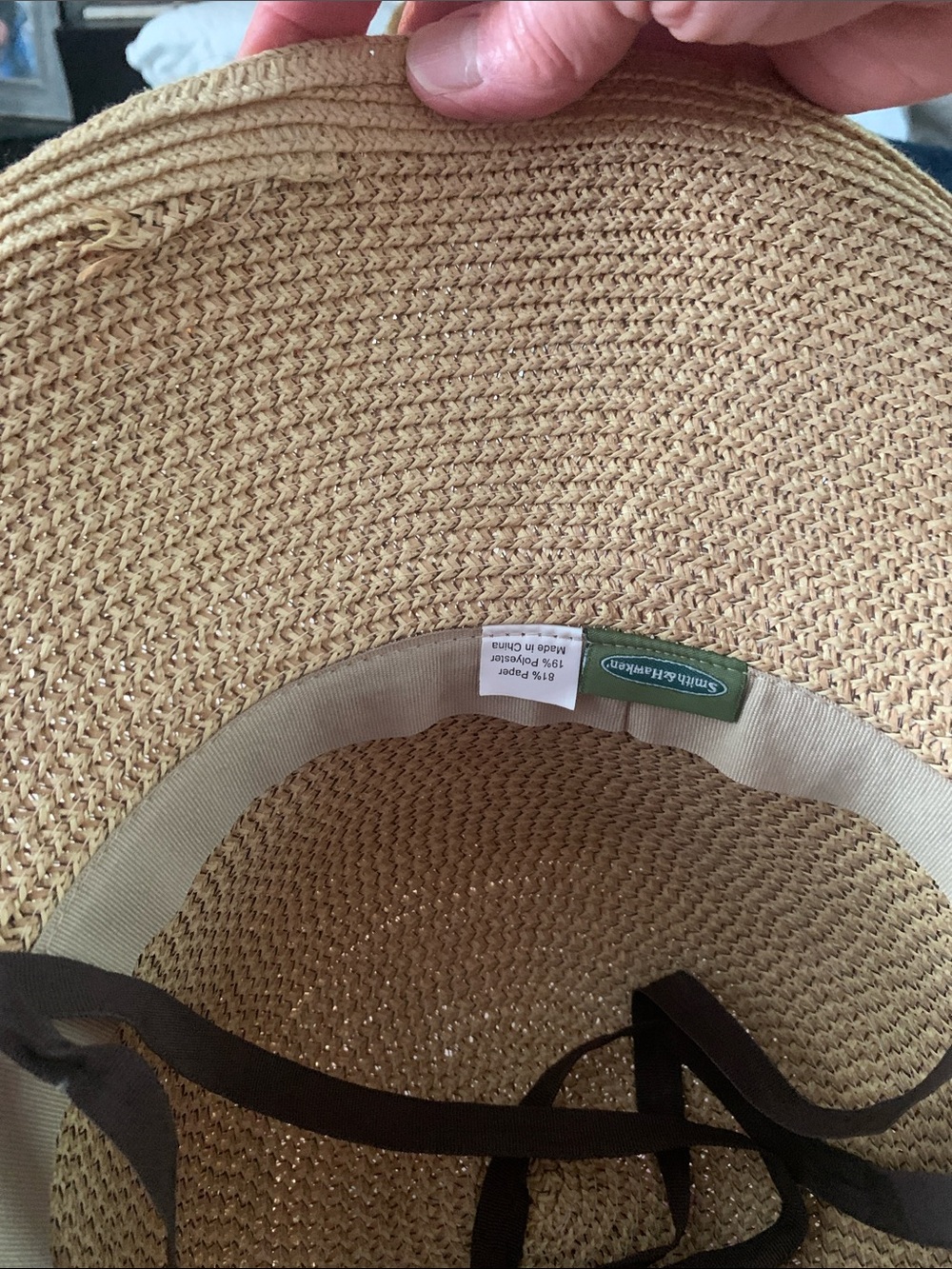 Smith & Hawken Unisex Natural Straw Sun Hat with Adjustable Ties - Picture 10 of 11